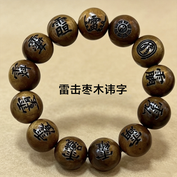 天然雷击枣木-雕刻九字真言-十字天经-十二密符-讳字多款